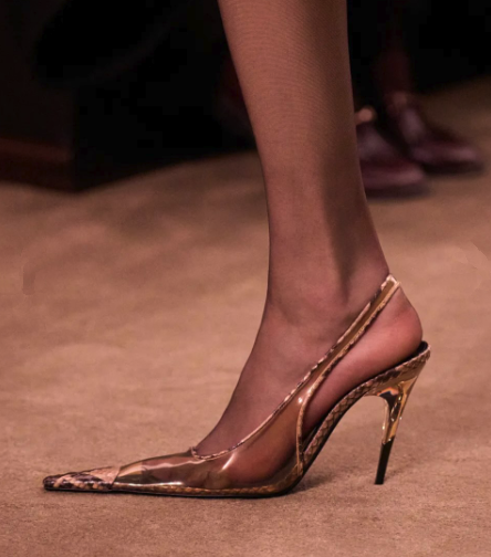 Women'S Fashion Paris - أحذية كعب عالي شفافة مدببة بنقشة