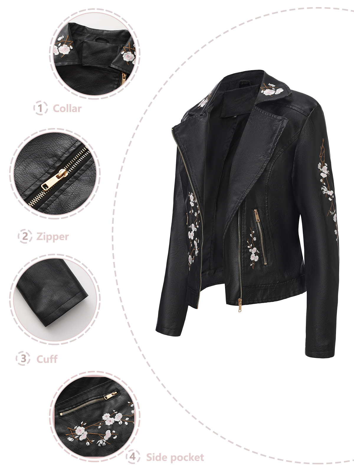 Women'S Fashion Quilted Jacket - سترة جلدية مطرزة على الموضة رائجة