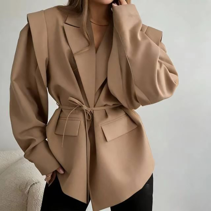 Women'S Fashion Quilted Jacket - جاكيت بليزر نسائي كبير الحجم بتصميم