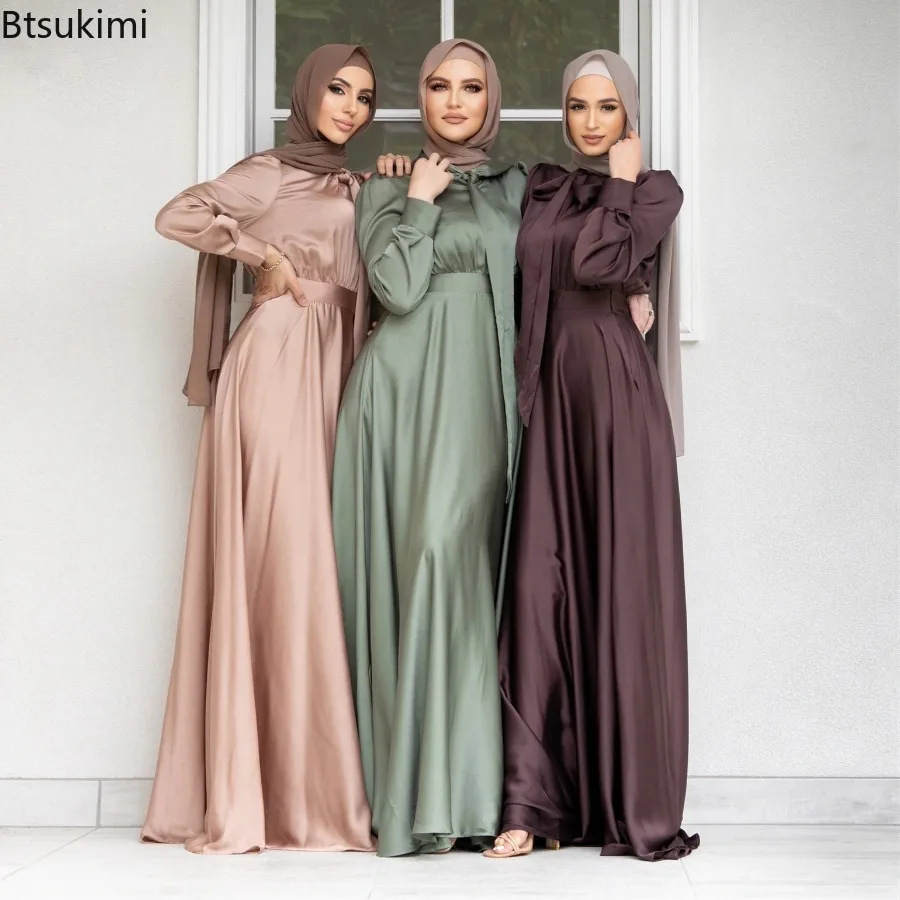 Turkey Women Fashion - فستان ستان أنيق للنساء أزياء إسلامية