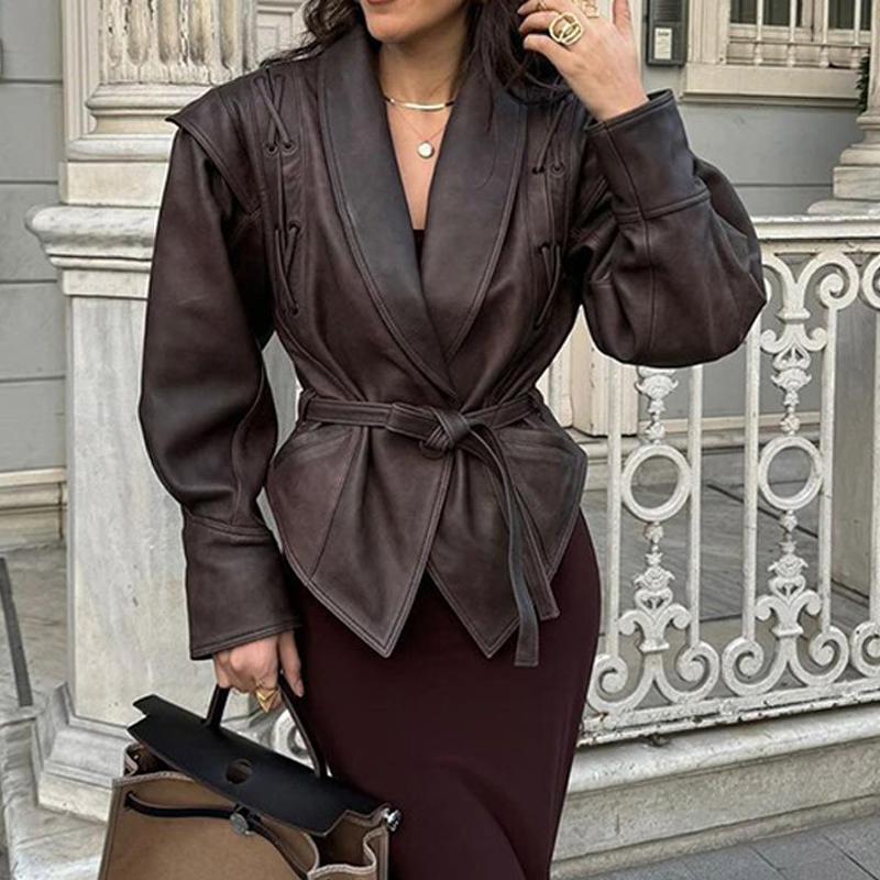 سترة جلدية نسائية للخريف بتصمي - مراجعة Women'S Fashion Quilted Jacket وسعره