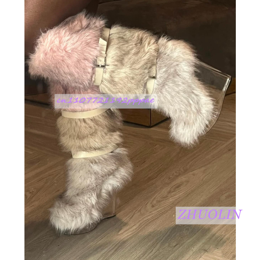 الشتاء التدرج فروي شفافة إسفين - مراجعة Winter Fashion Women Boots وسعره