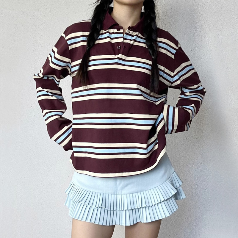 قميص بولو الرجبي المريح المخطط - مراجعة Women'S Fashion Rugby Shirt وسعره