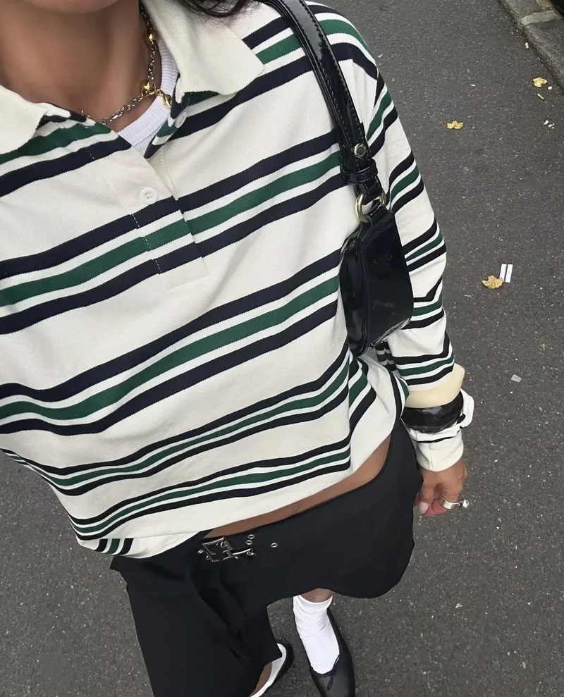 قميص بولو الرجبي المريح المخطط - مراجعة Women'S Fashion Rugby Shirt وسعره