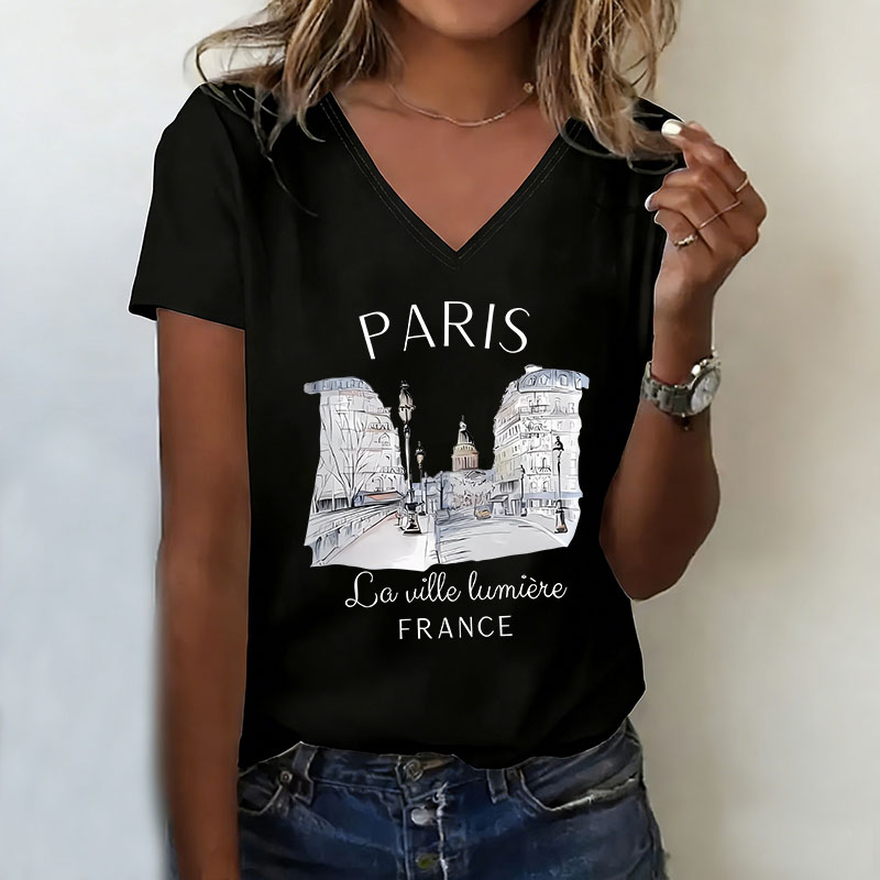 تي شيرت باريس كلاسيكي بياقة عل - مراجعة Women'S Fashion Paris وسعره