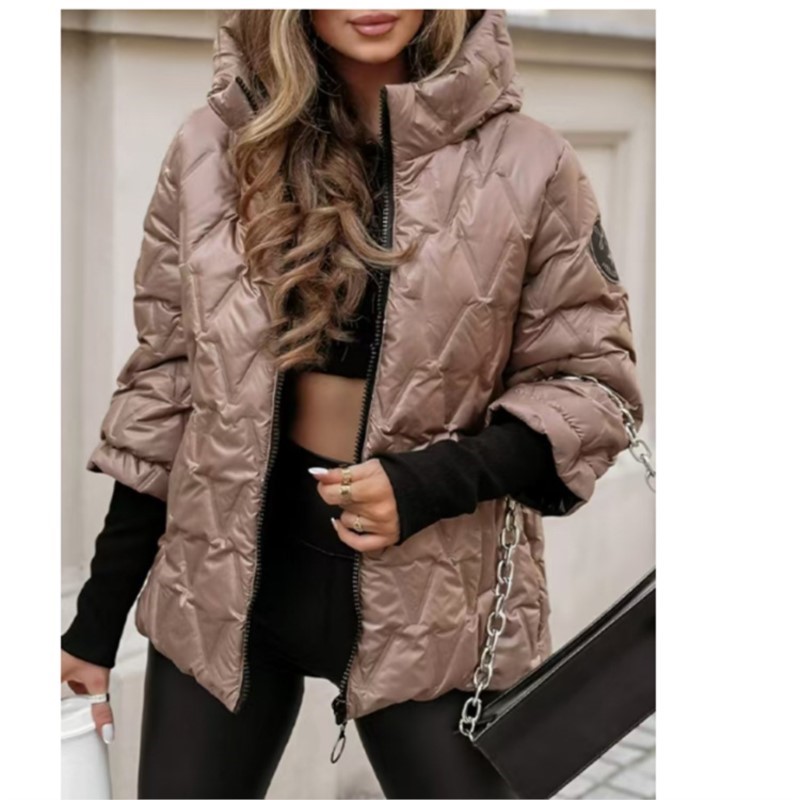 سترة معطف مبطن بقلنسوة على الم - مراجعة Women'S Fashion Quilted Jacket وسعره