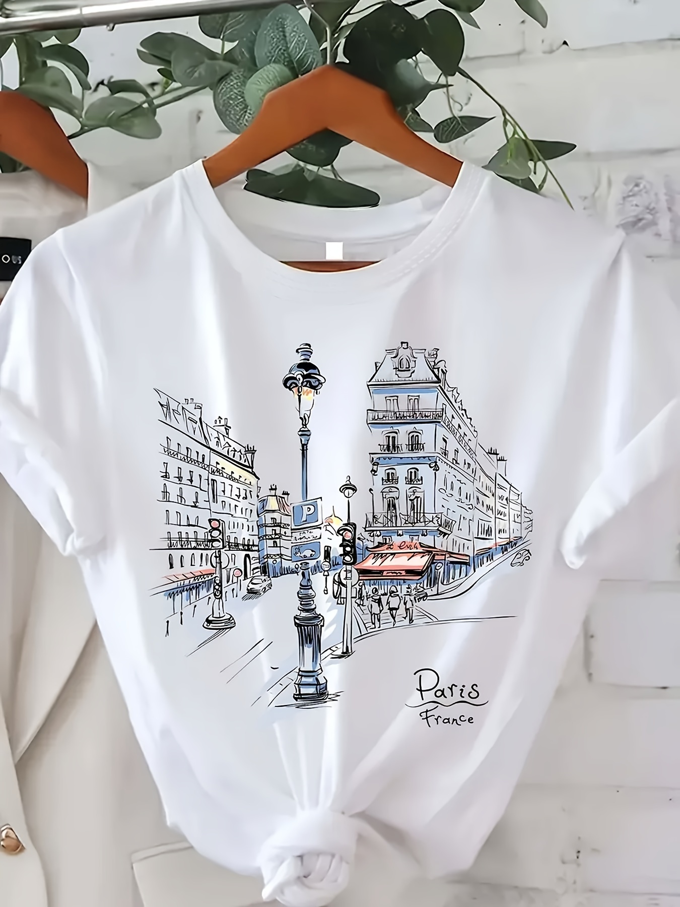 تي شيرت نسائي مطبوع عليه شارع  - مراجعة Women'S Fashion Paris وسعره