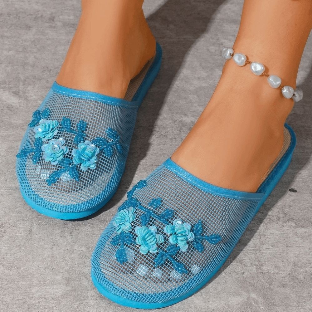 صندل شبكي مطرز بالزهور أنيق، ن - مراجعة Women'S Fashion Sandals وسعره